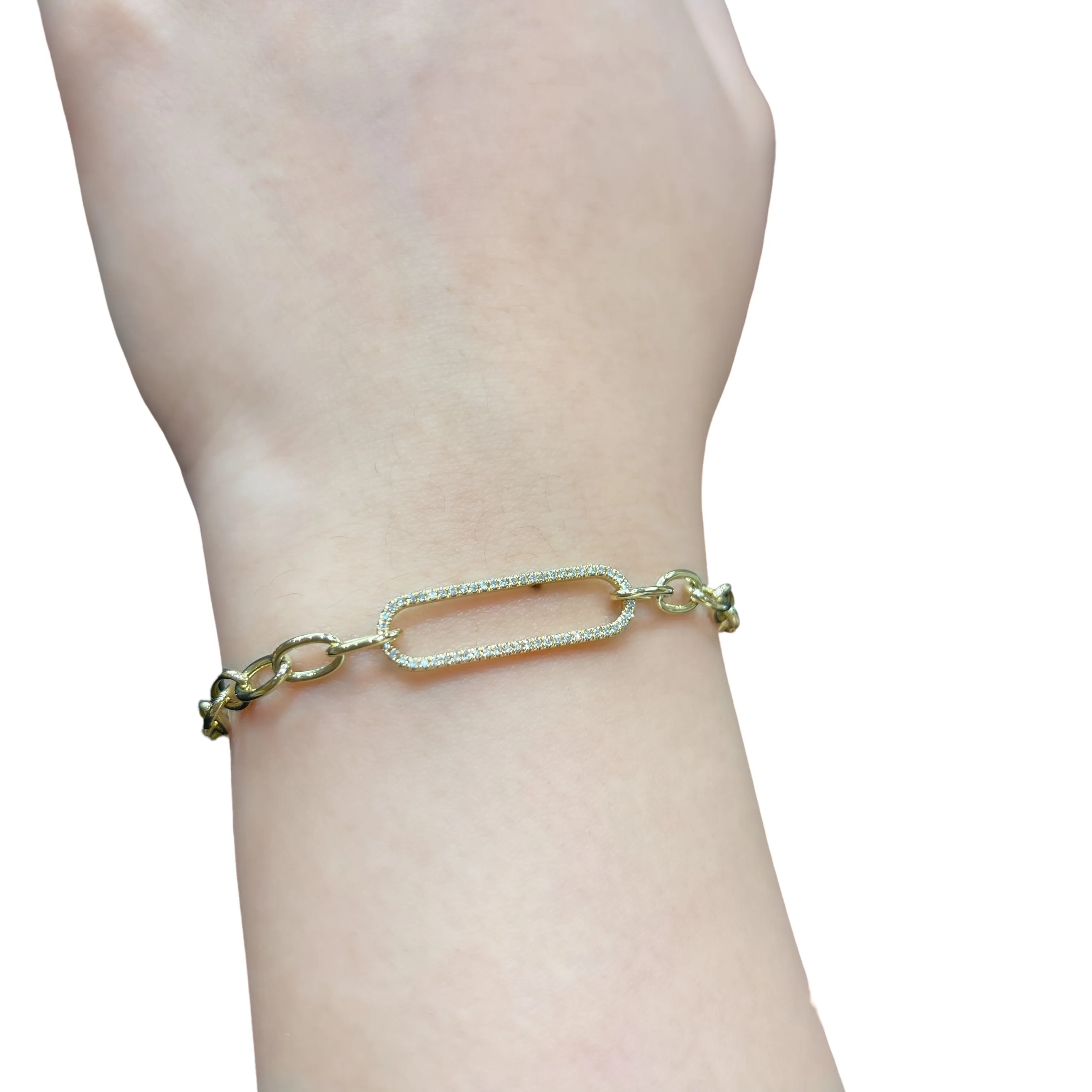 14K Diamond Paperclip Bracelet