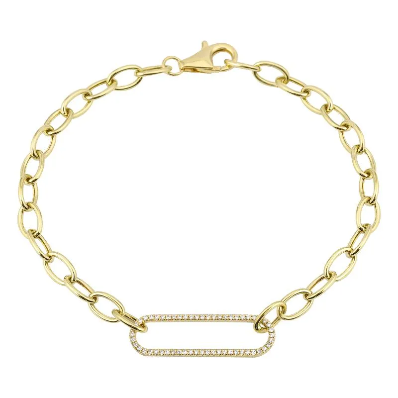 14K Diamond Paperclip Bracelet