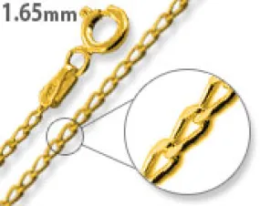 14K Gold Plated Sterling Silver Long Curb Chain 1.65MM