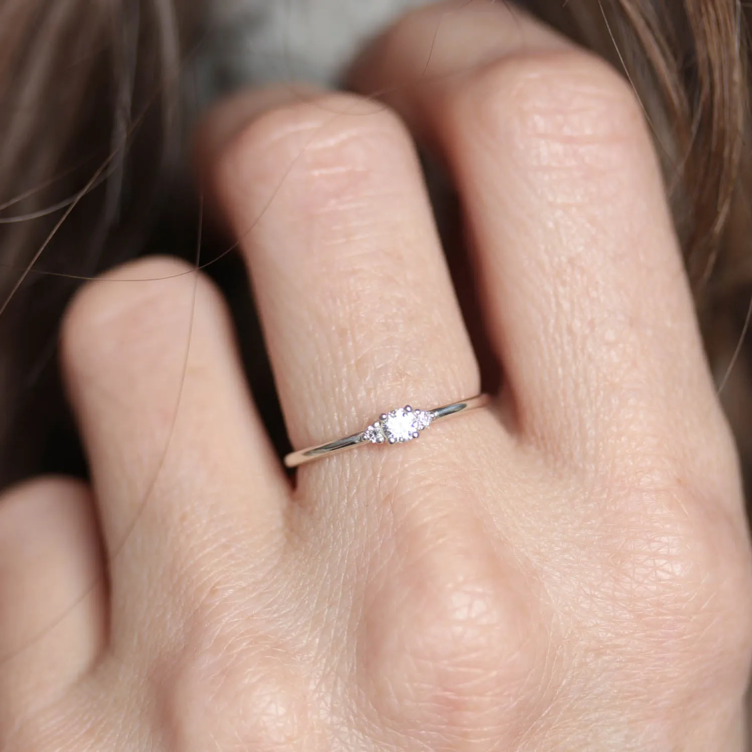 3mm Low-base Three Stone Stacking Ring