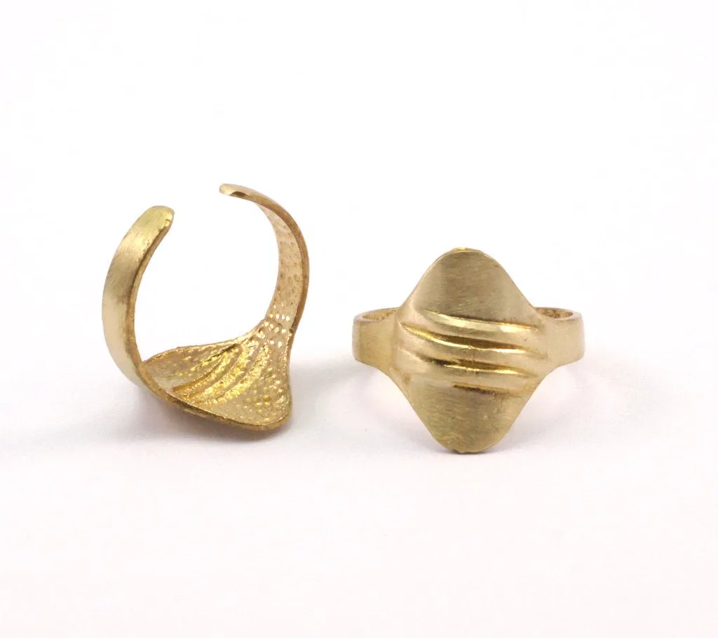 4 Raw Brass Adjustable Rings N0065