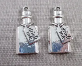 50% OFF!! "Drink Me" Bottle Charms Silver Tone 3pcs (1793)