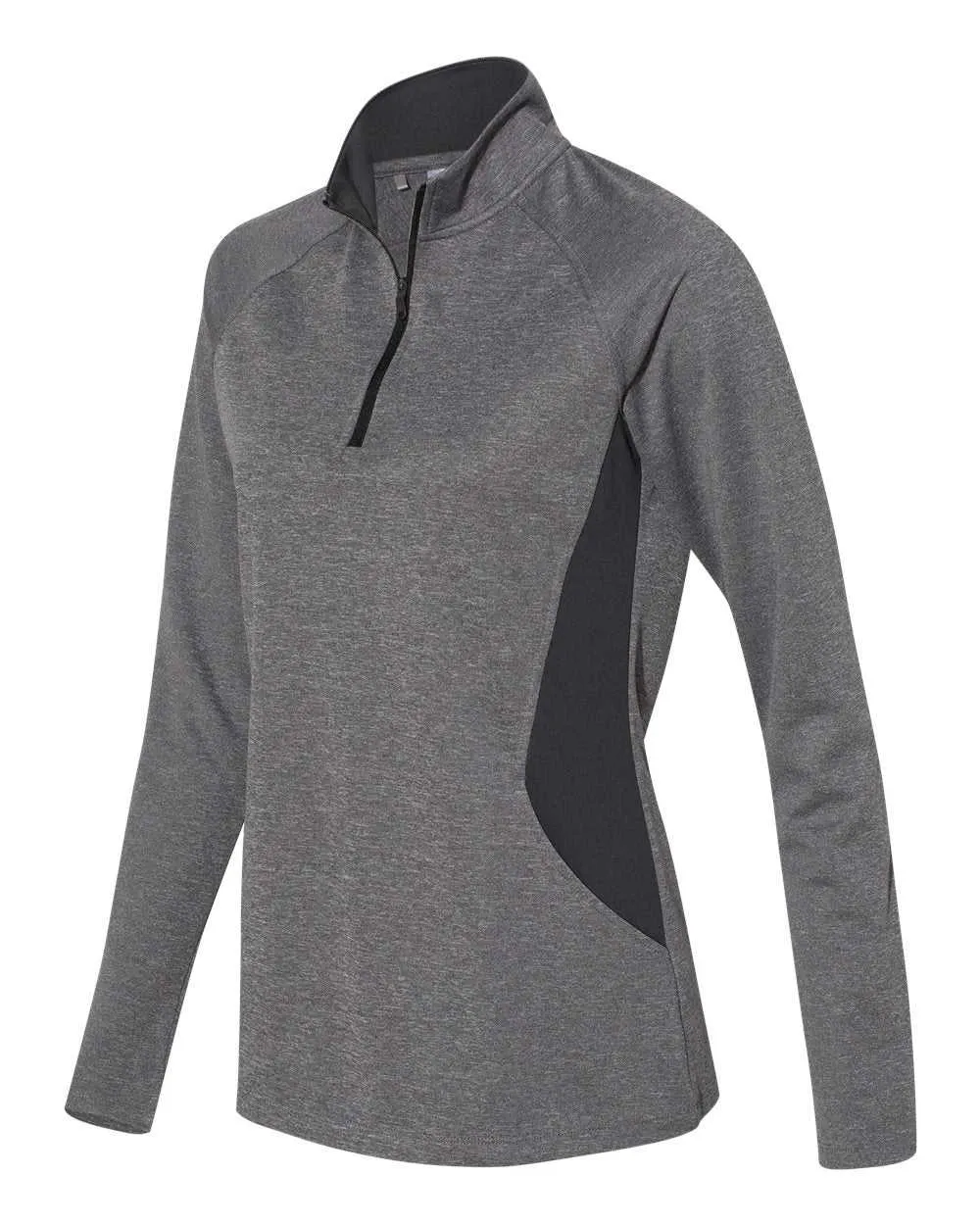 Adidas A281 Women's Lightweight Quarter-Zip Pullover - Black Heather Carbon