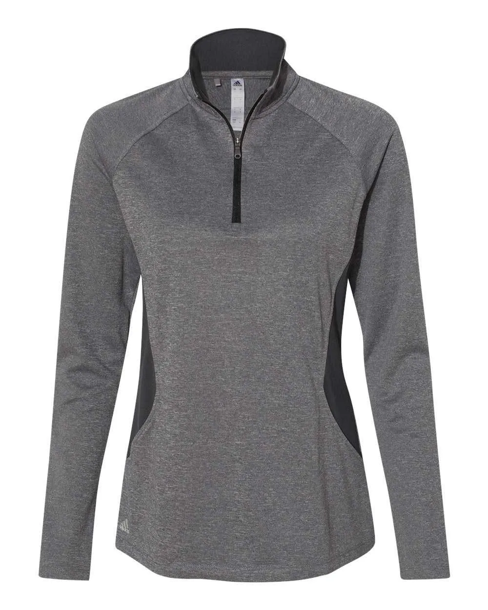 Adidas A281 Women's Lightweight Quarter-Zip Pullover - Black Heather Carbon