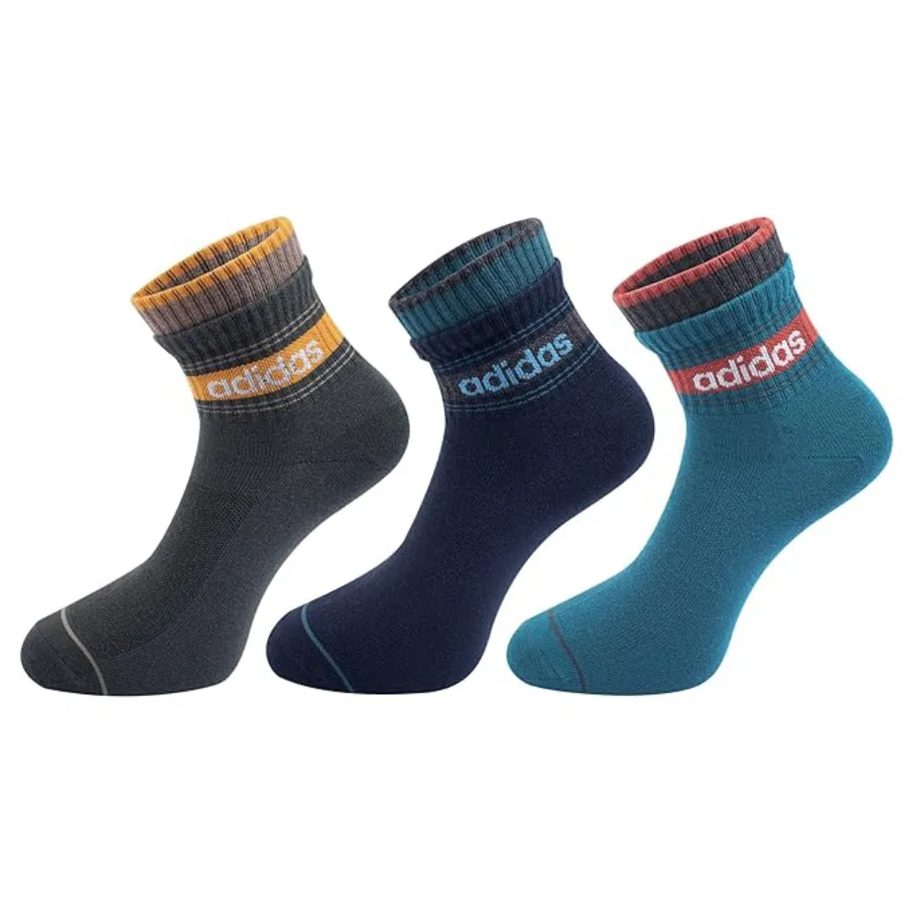 Adidas Men's Flat Knit Ankle Socks (Shadow Olive/Colligiate Navy/Legacy Teal)