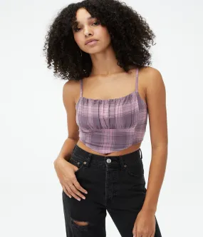 Aeropostale Womens' Plaid Cropped Bandana Cami - Dark Purple - Size M - Cotton - Teen Fashion & Clothing Stone Violet