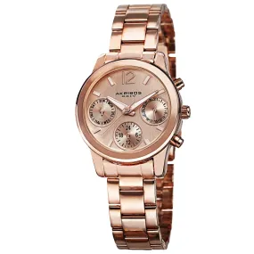 Akribos Xxiv Multi-Function Rose Dial Rose Gold-tone Alloy Ladies Watch AK709RG