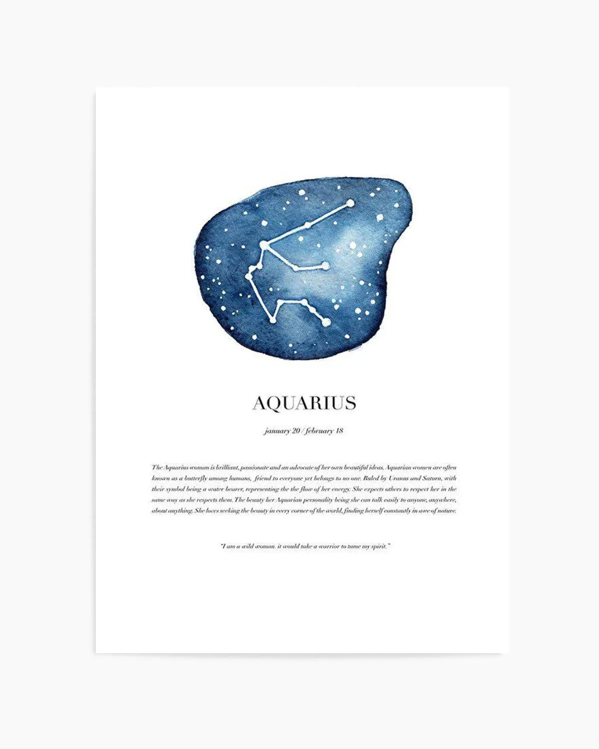 Aquarius | Watercolour Zodiac Art Print