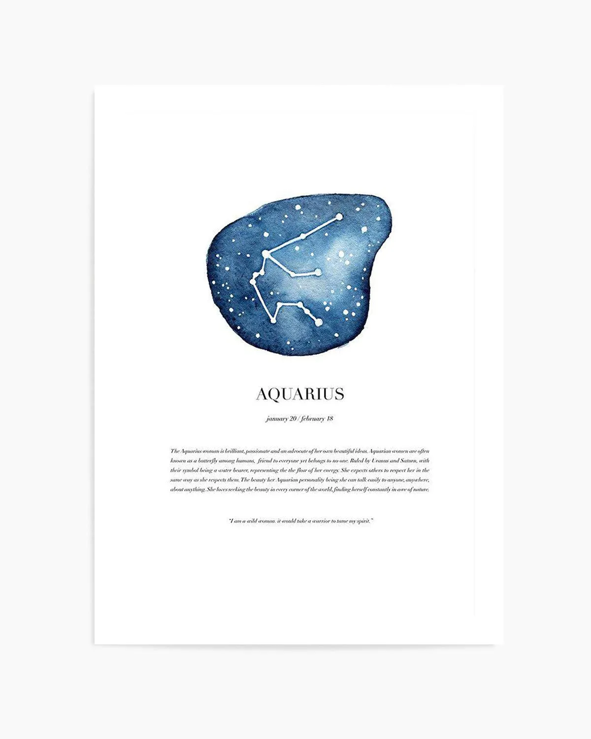 Aquarius | Watercolour Zodiac Art Print