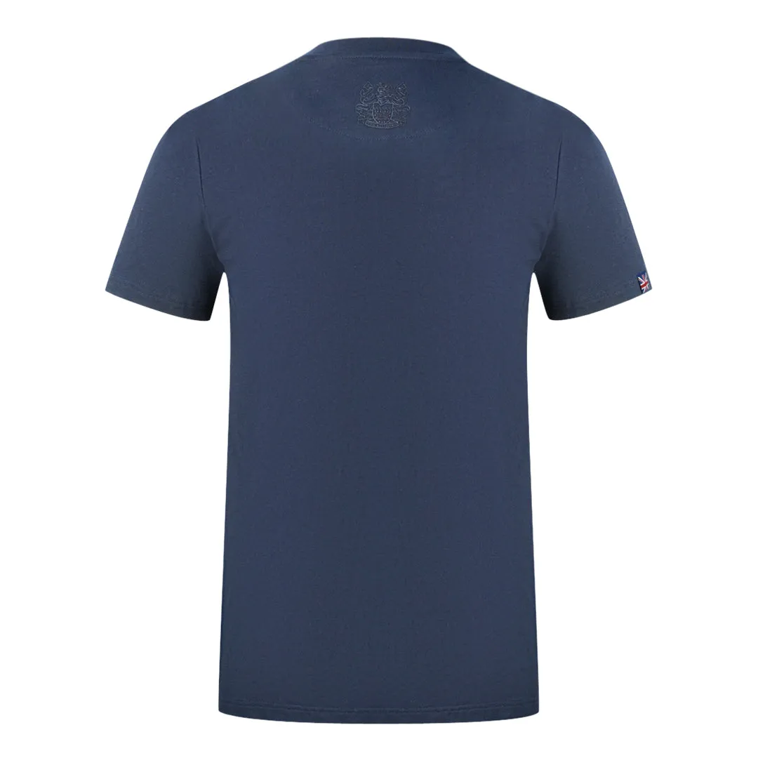 Aquascutum London Brand Logo Navy Blue T-Shirt