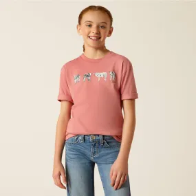 Ariat Girl's Dusty Rose Mini Cow Squad Tee 10052539