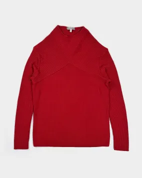 Armani Red Asymmetric Wool Knit 1990's