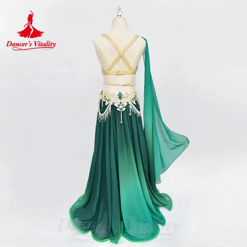 Belly Dance Performance Costume Set for Women Customsized Seinor Bra chiffon Long Skirt 2pcs Adult Child Belly Dancing Outfit