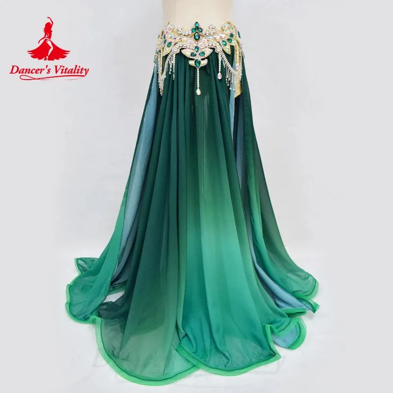 Belly Dance Performance Costume Set for Women Customsized Seinor Bra chiffon Long Skirt 2pcs Adult Child Belly Dancing Outfit