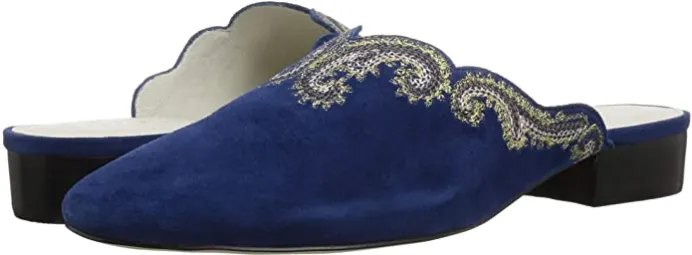 Bettye Muller  Women's •Fortune• Embroidered  Kid Suede  Mule 9M Wine