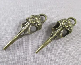 Bird Skull Charms Antique Bronze Tone 3pcs (2160)