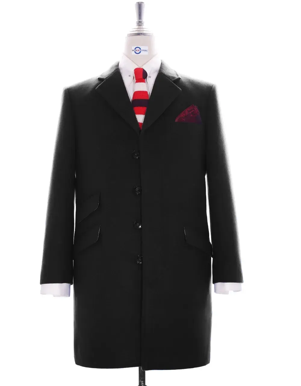 Black Overcoat | Tailor Made Mod Fashion Original Vintage Long Wool Overcoat