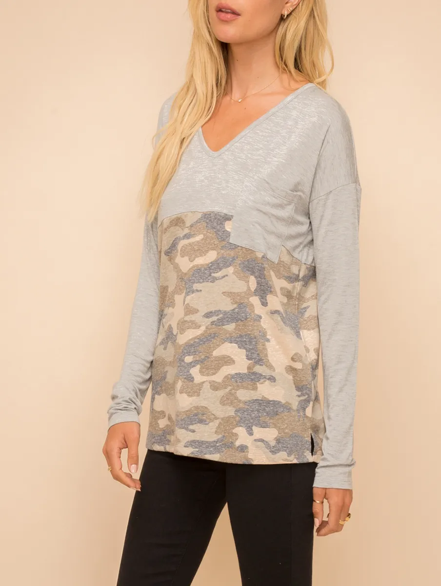 Born For Camo V-Neck Long Sleeve