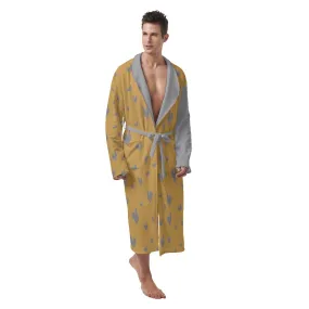 #calgold/grey Men's Heavy Fleece Robe