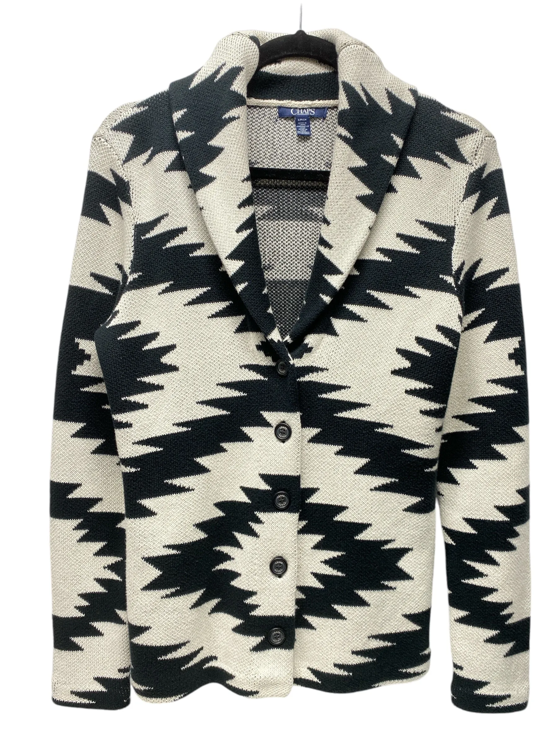 Cardigan By Chaps In Black & White, Size: S