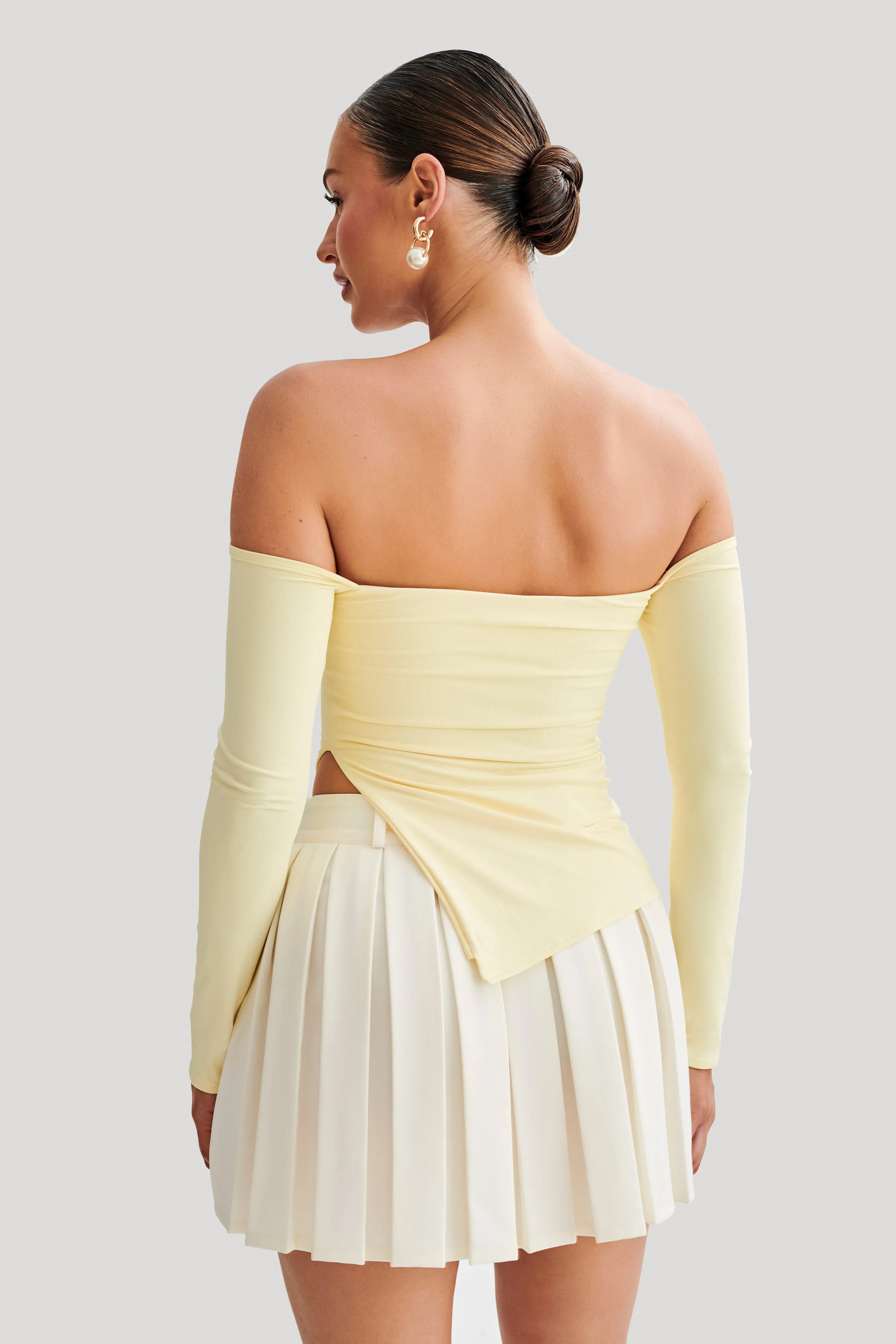 Carmen Recycled Nylon Off Shoulder Top - Lemon