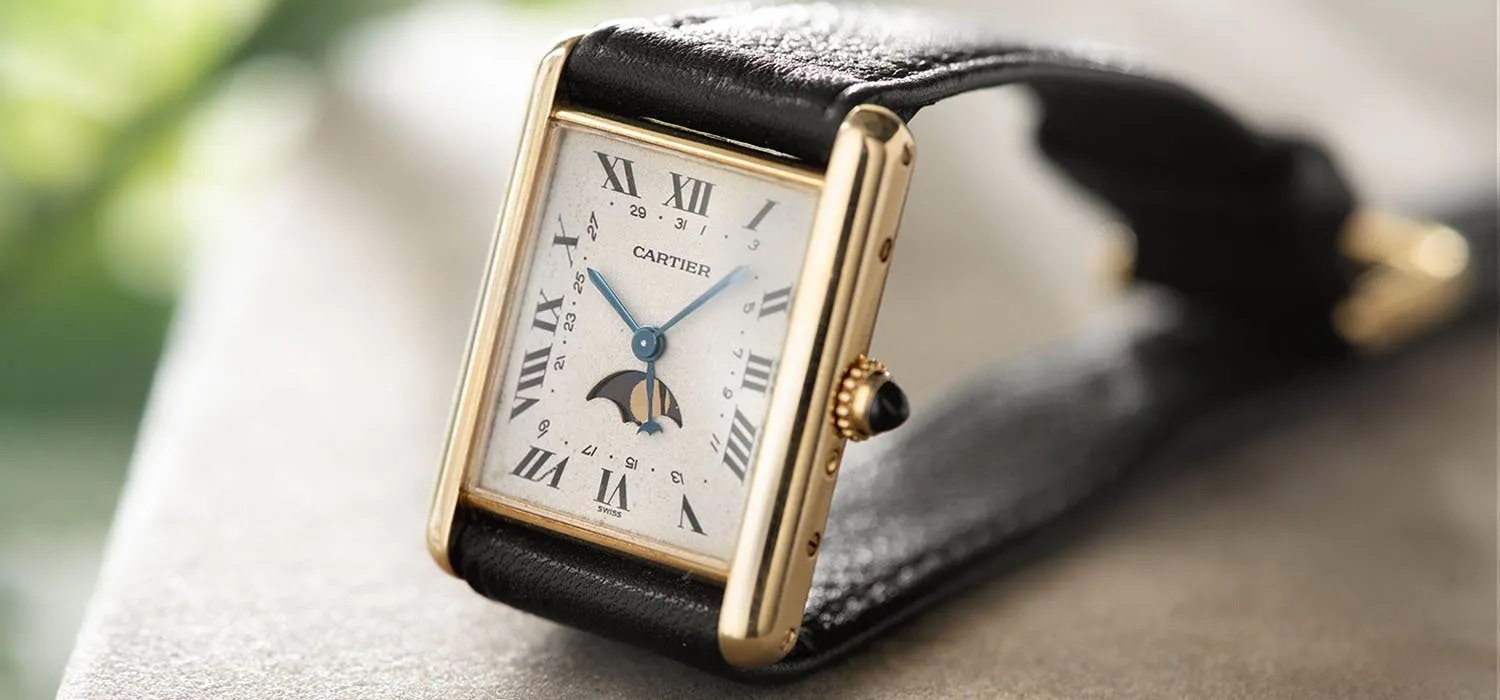 Cartier Tank with Moon Phase 18kt Yellow Gold