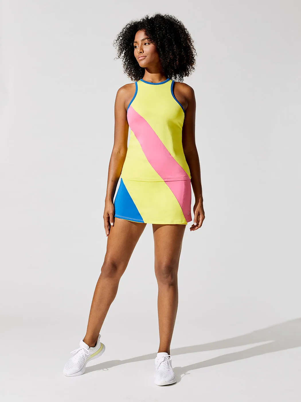 Center Court Razor Tank Top - Neon Sun Combo