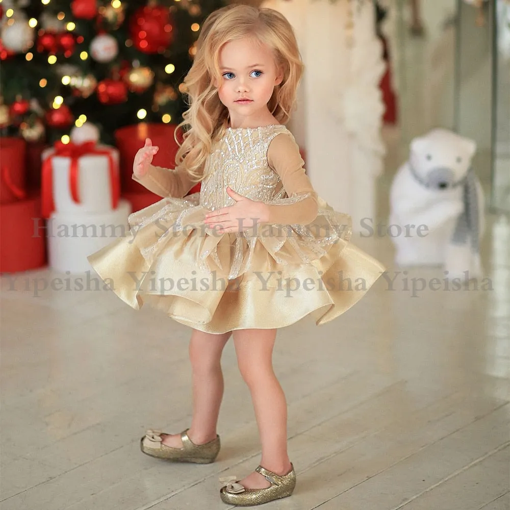 Champagne Baby Girl Tutu Dress - Elegant Infant Tutu Gown for Special Occasions