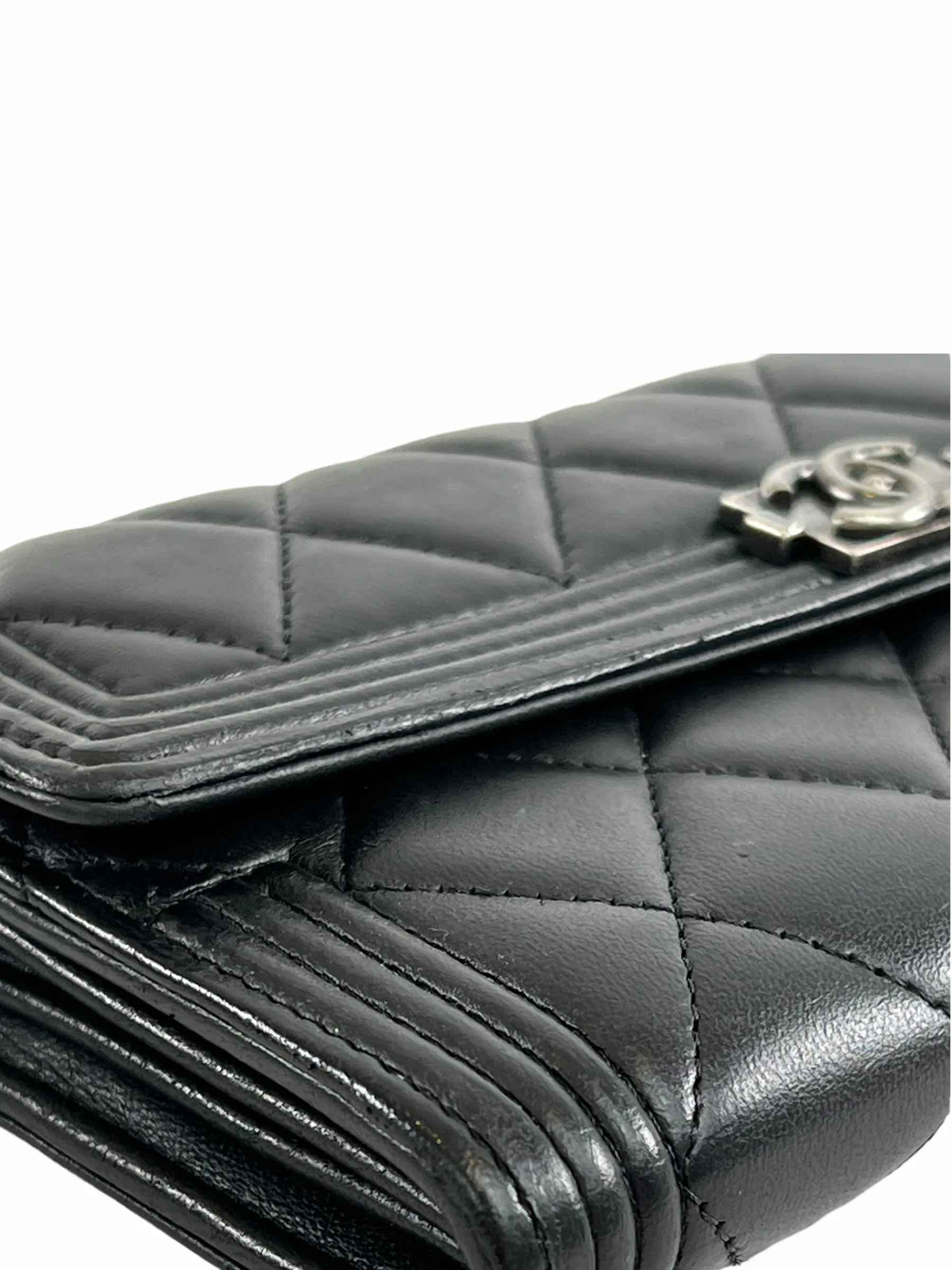 Chanel Black Lambskin Leather "À RABAT Boy" Wallet