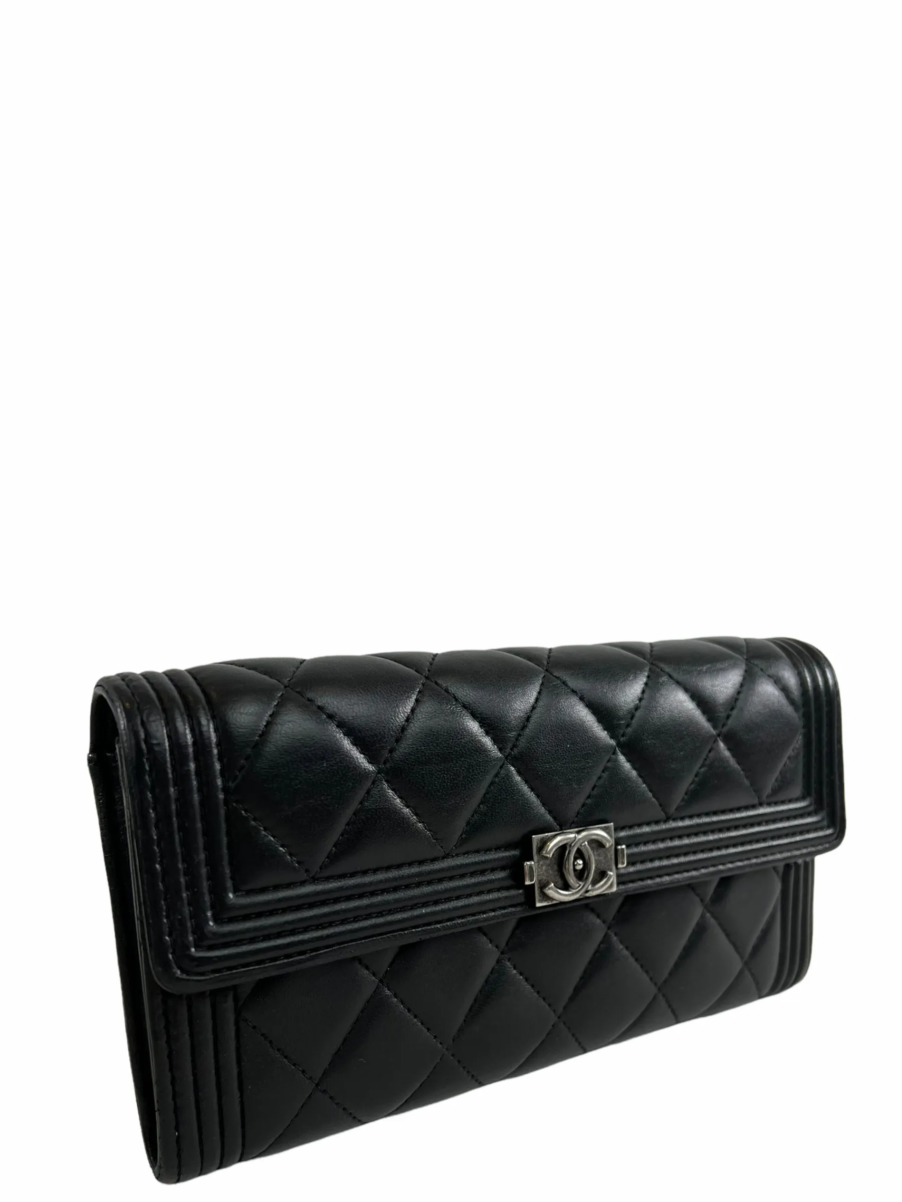 Chanel Black Lambskin Leather "À RABAT Boy" Wallet