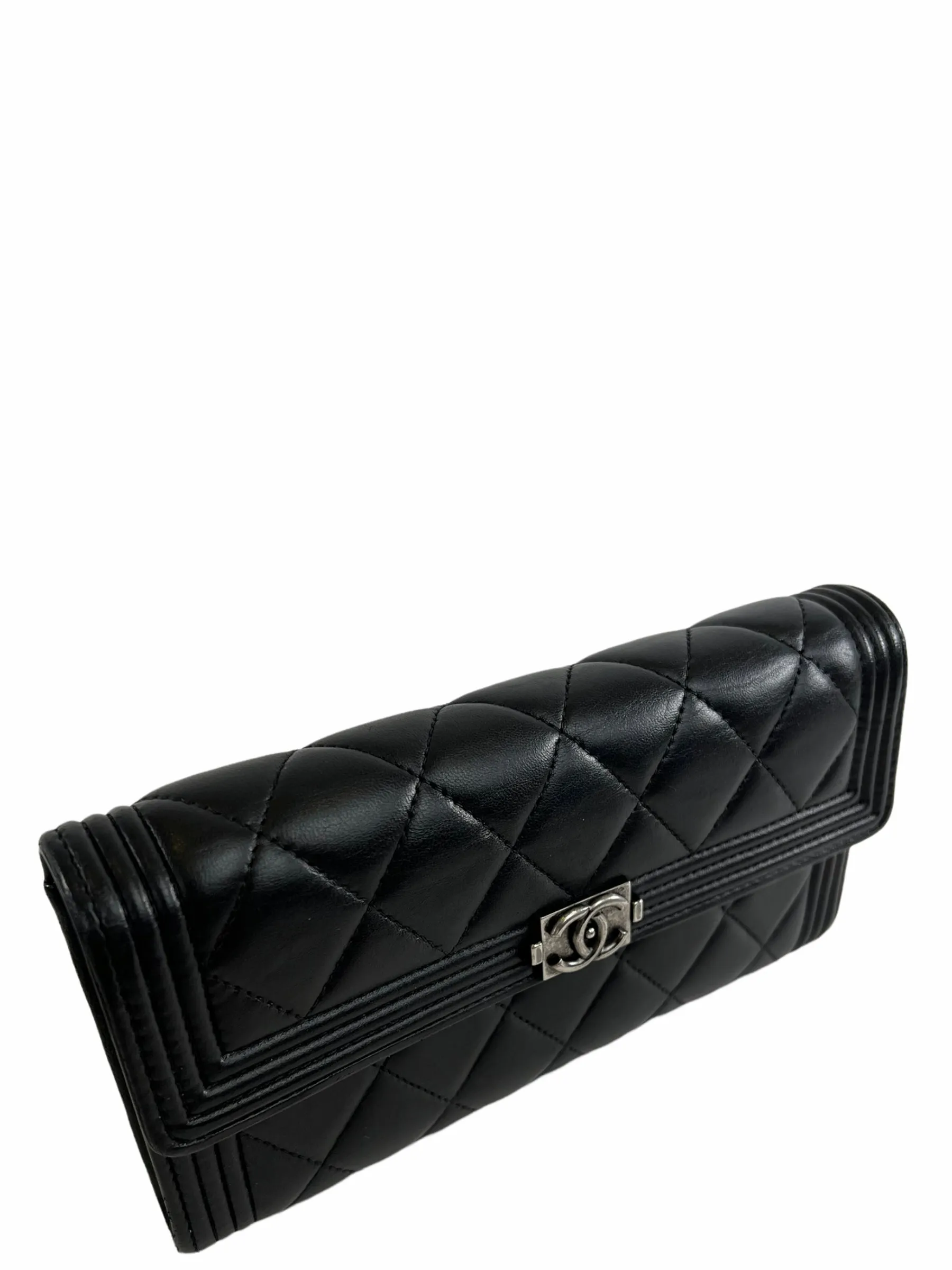 Chanel Black Lambskin Leather "À RABAT Boy" Wallet