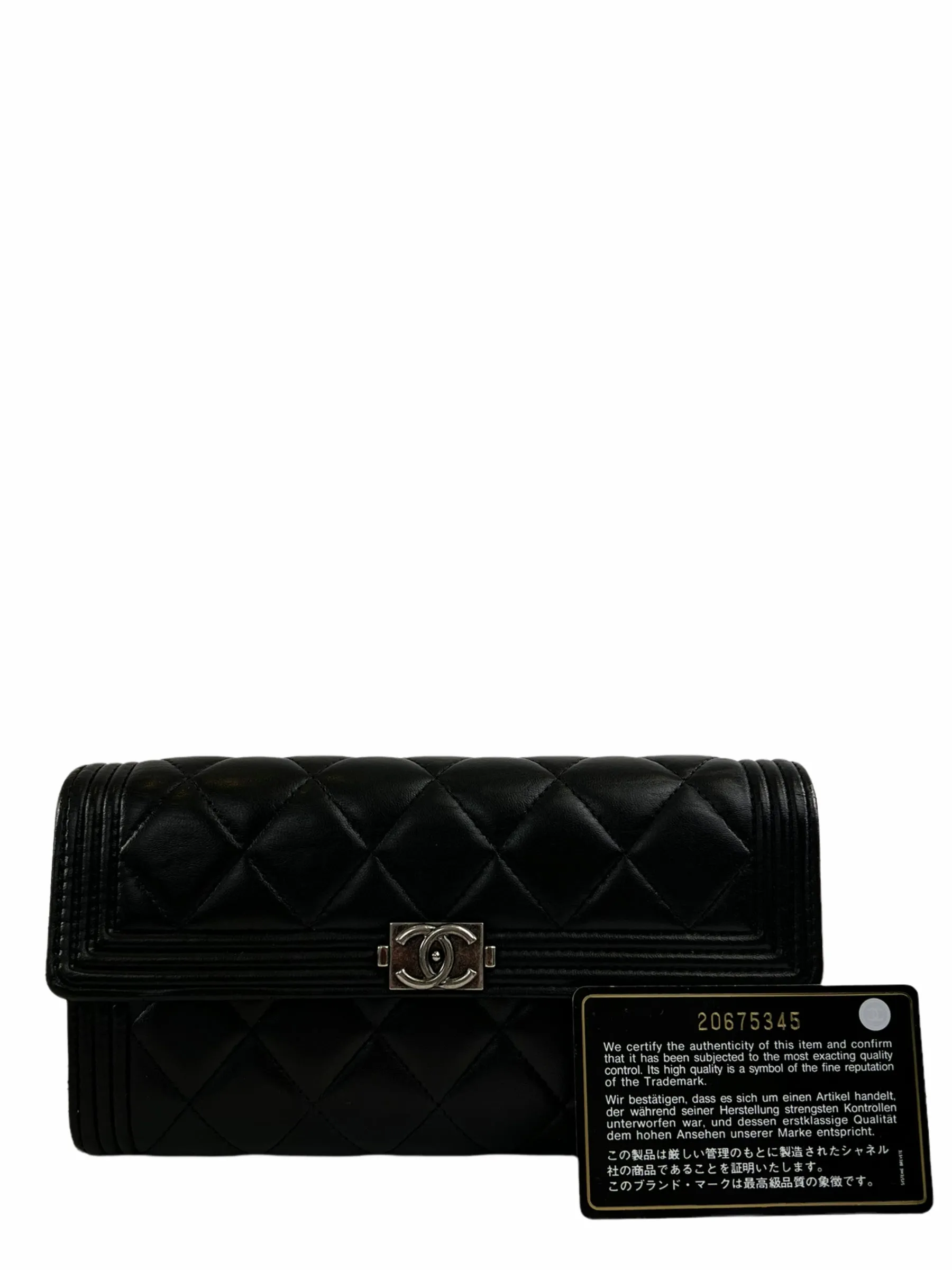 Chanel Black Lambskin Leather "À RABAT Boy" Wallet