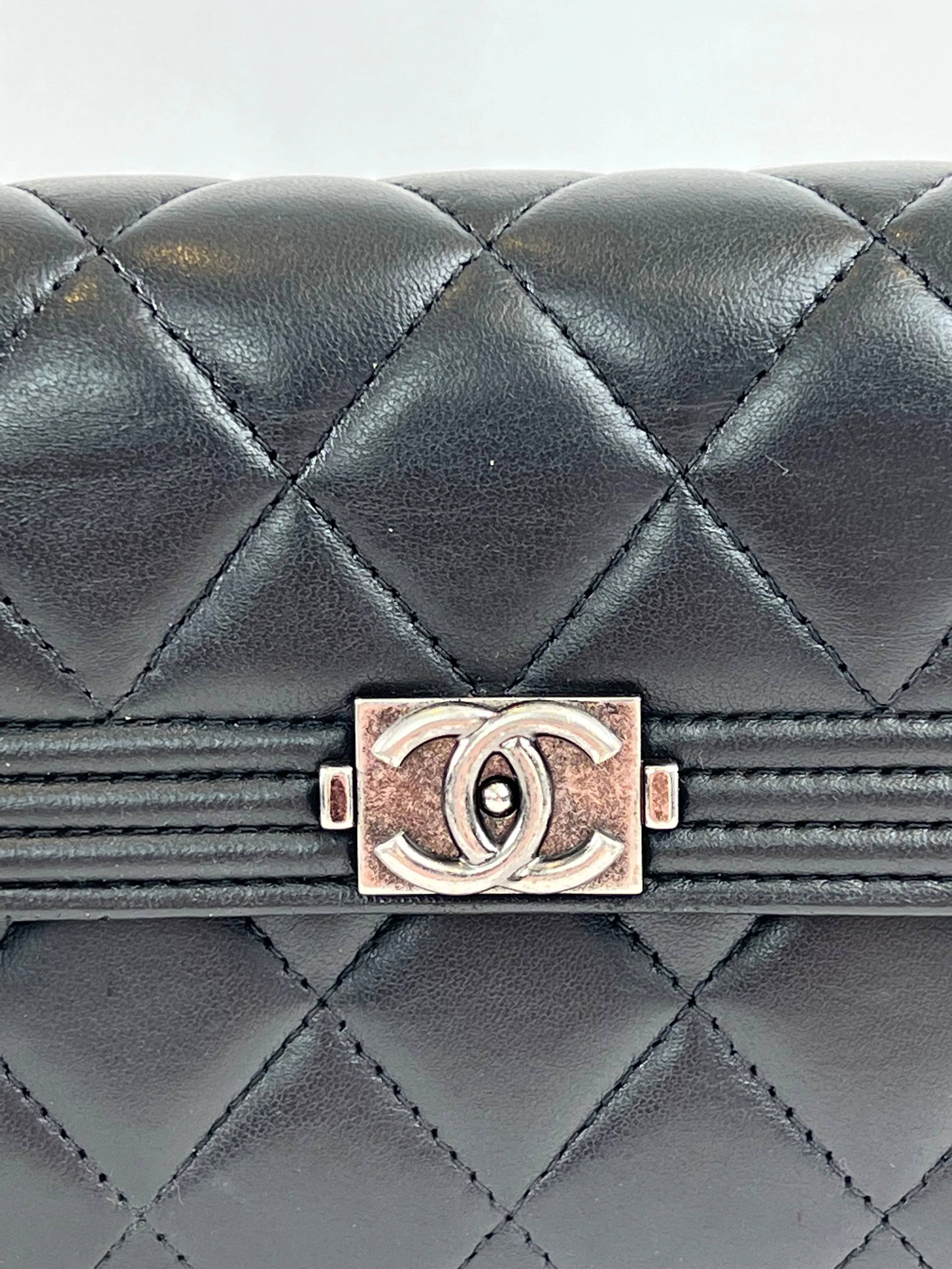 Chanel Black Lambskin Leather "À RABAT Boy" Wallet