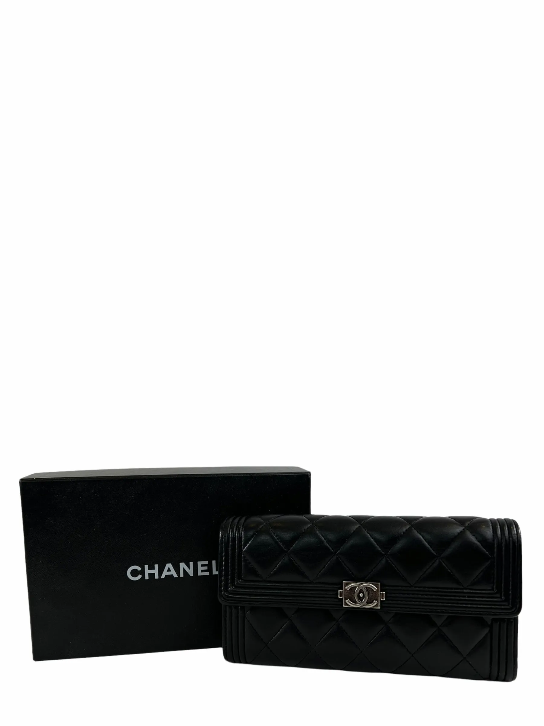 Chanel Black Lambskin Leather "À RABAT Boy" Wallet