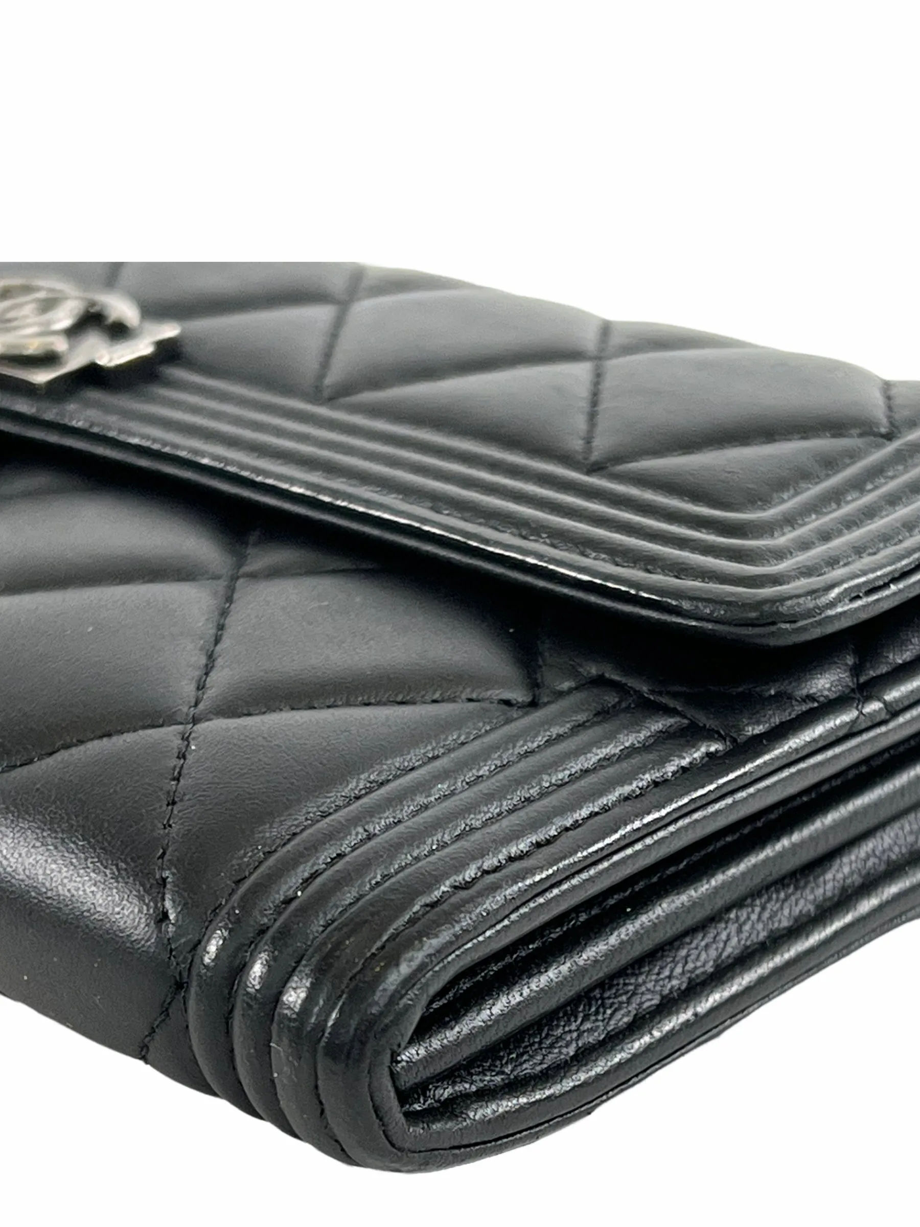 Chanel Black Lambskin Leather "À RABAT Boy" Wallet