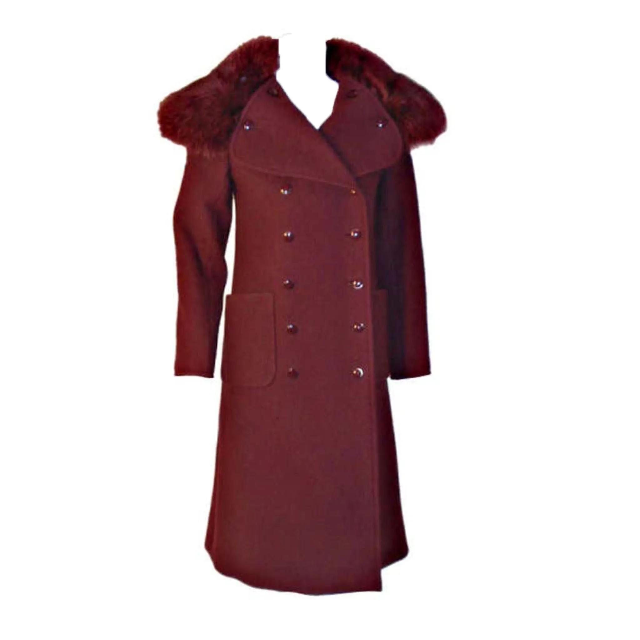 CHRISTIAN DIOR 1971 3 pc Burgundy Wool Coat Set