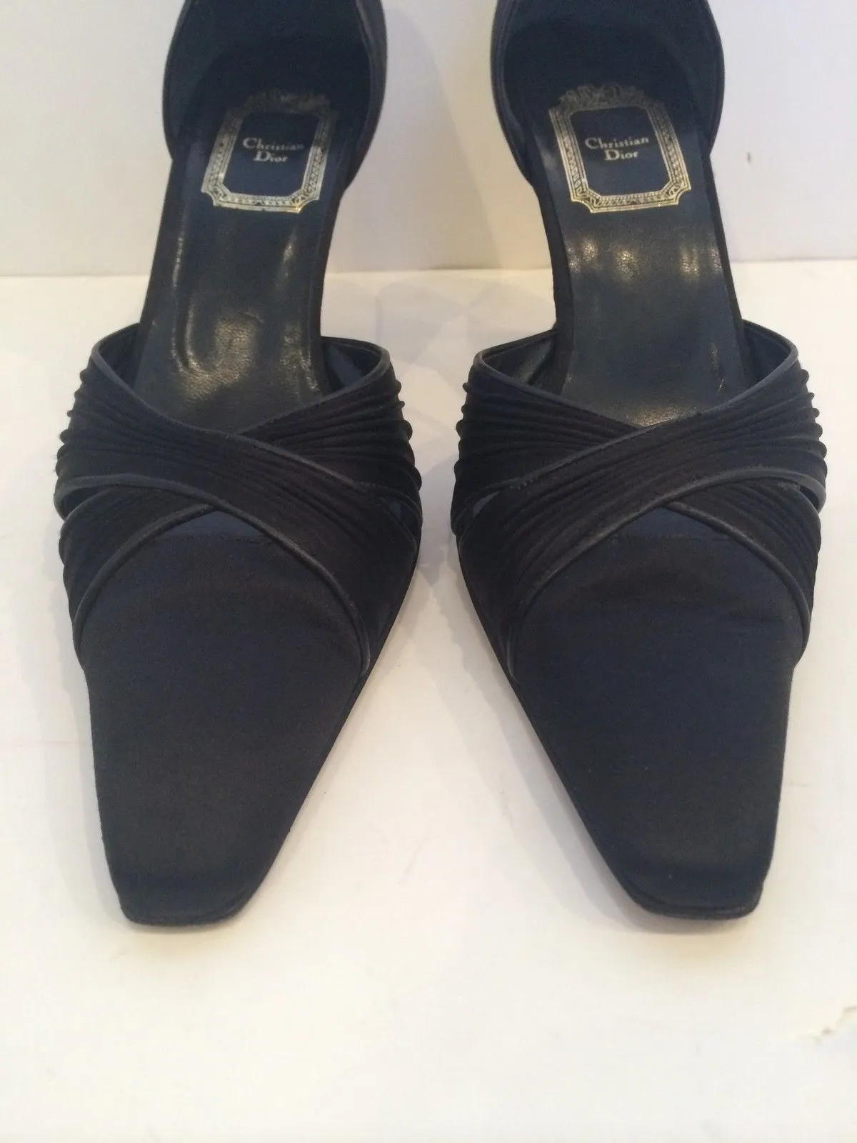 CHRISTIAN DIOR 1990s Black Silk Heels Size 39 1/2