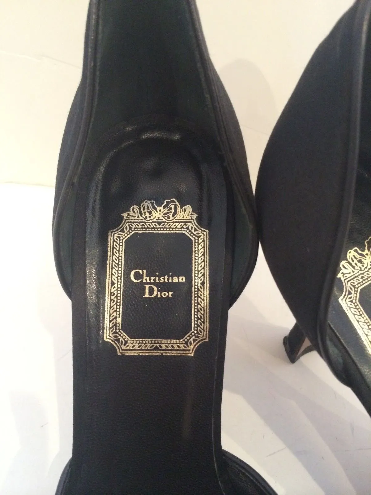 CHRISTIAN DIOR 1990s Black Silk Heels Size 39 1/2