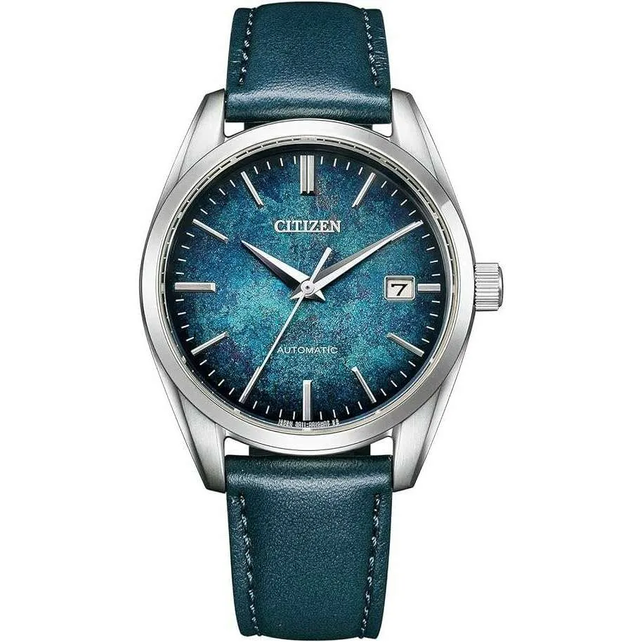 CITIZEN COLLECTION MECHANICAL AUTOMATIC SILVER FOIL BLUE LACQUER DIAL MEN WATCH NB1060-12L