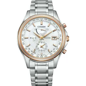 CITIZEN EXCEED ANALOG SILVER & ROSE GOLD TITANIUM STRAP WHITE DIAL MEN WATCH AT9134-68W