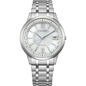 CITIZEN EXCEED ECO-DRIVE SOLAR RADIO CONTROLLED WHITE & SILVER MEN WATCH CB1140-61D