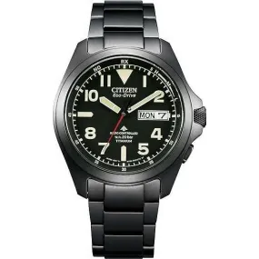 CITIZEN PROMASTER DAY-DATE RADIO CONTROL SOLAR BLACK STRAP MEN WATCH AT6085-50E