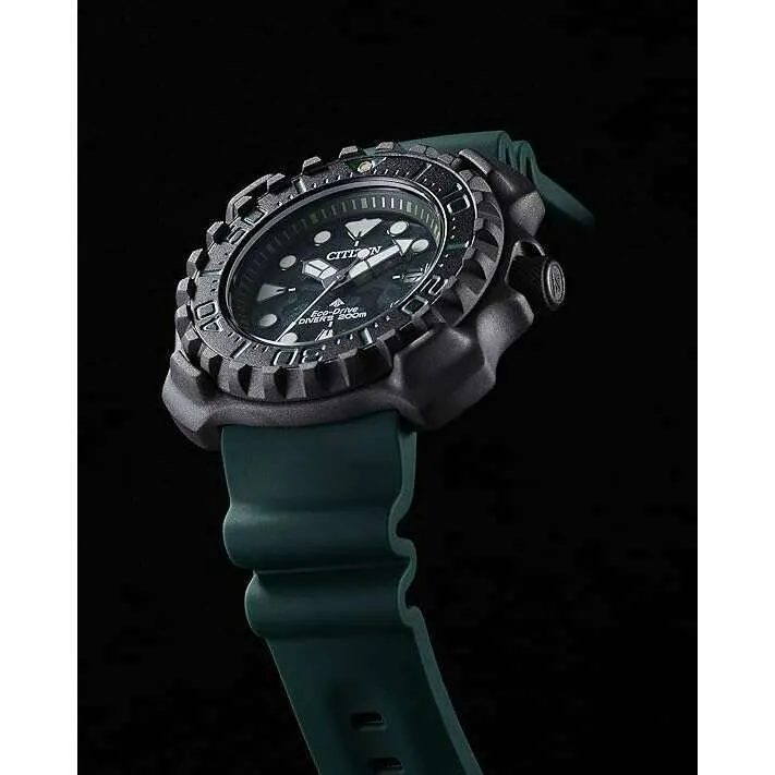 CITIZEN PROMASTER MARINE SERIES DIVER'S 200M GREEN RUBBER STRAP MEN WATCH BN0228-06W