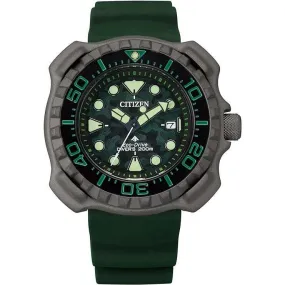 CITIZEN PROMASTER MARINE SERIES DIVER'S 200M GREEN RUBBER STRAP MEN WATCH BN0228-06W