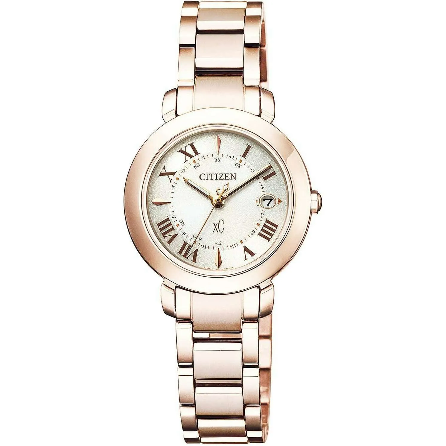 CITIZEN XC HIKARI COLLECTION ECO-DRIVE RADIO SOLAR PINK GOLD LADIES WATCH ES9444-50A