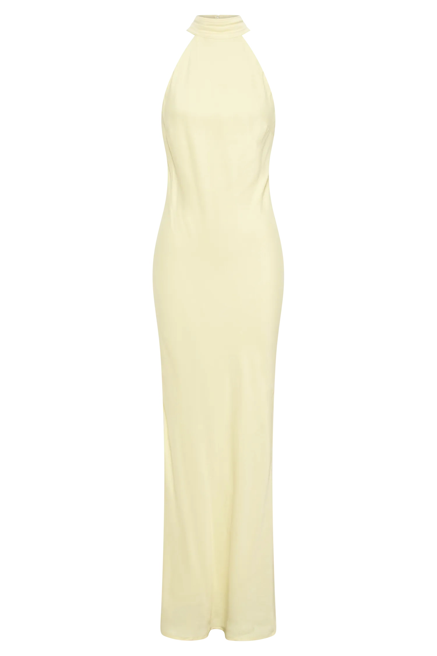 Claire Matte Satin Drape Back Maxi Dress - Light Yellow