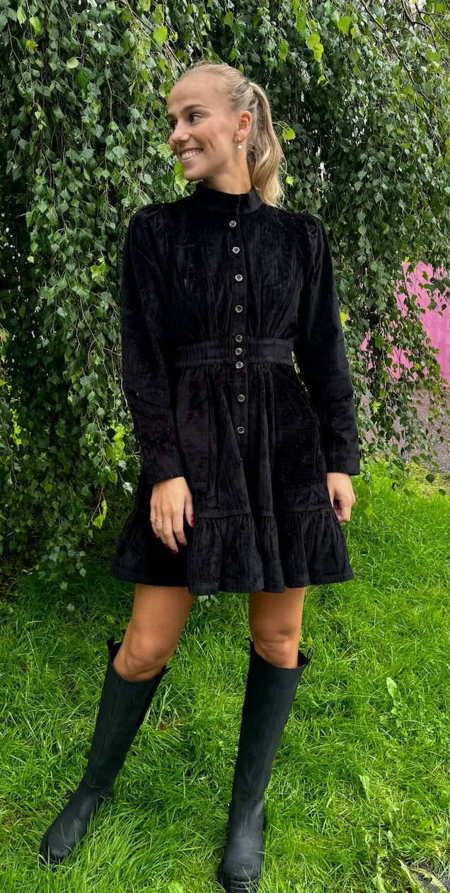 Corduroy Mini Dress - Black