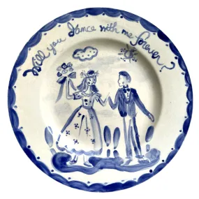 Custom Plate - Bride and Groom (blue and white)