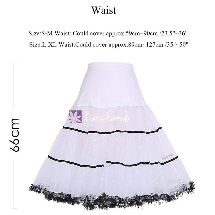 DaisyFormals Vintage Rockabilly Petticoat 50s Puffy Tutu Skirt, 2-Tone (PT002)