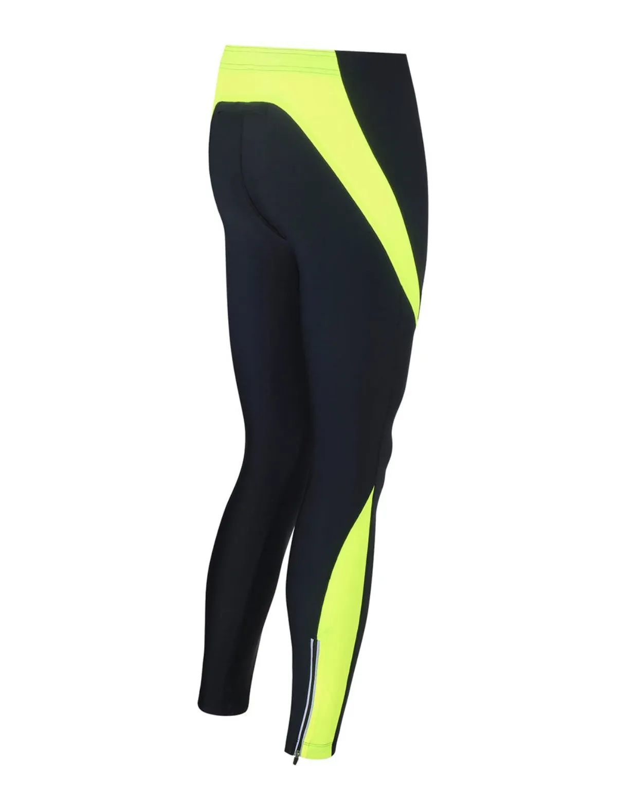 Damen Laufhose Tight Lang Pro Schwarz Neon